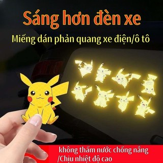 Dạ Quang Miếng Dán Pikachu Phản Quang Xe Hơi Miếng Dán Đêm Xe Máy Dễ Thương Dán Trang Trí Tay Cầm Cửa Xe Hơi / Xe Máy