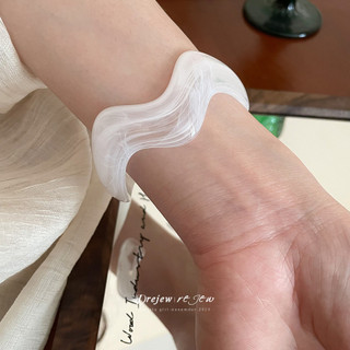 DREJEW Vòng tay mở acrylic gợn sóng không đều vòng tay rừng đơn giản dành cho nữ trang sức cảm ứng cao cấp thích hợp