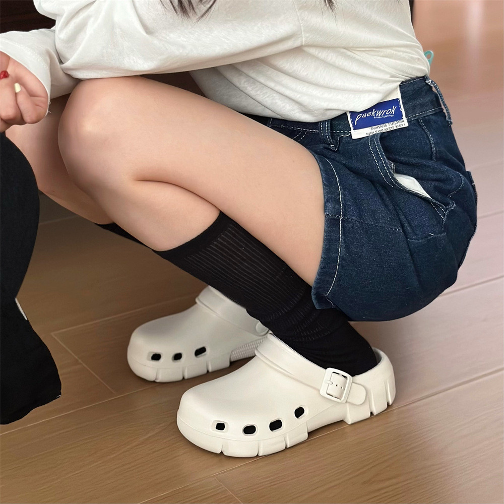 XIXITIAO Dép Màu Trơn Mùa Hè Ngoài Trời Birkenstock Baotou Nữ EVA Đế Mềm Thoải Mái