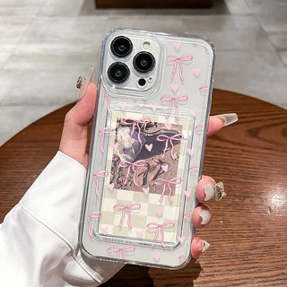 Bowknot Đựng Thẻ Khe Cắm Túi Ốp Lưng Điện Thoại Cho iPhone 16 15 Pro Max 14 Plus13 Mini 16E Vỏ Điện Thoại TPU Trong Suốt Chống Sốc Sang Trọng Thời Trang Cao Cấp Phụ Kiện Chất Lượng Cao