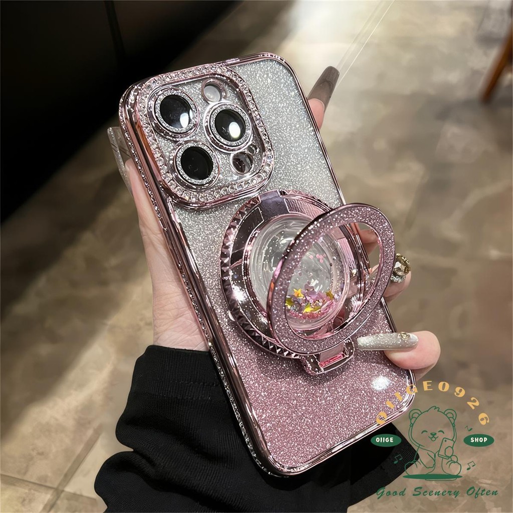 【 Ốp lưng iphone16 】 Giá đỡ cát lún kim cương Vỏ điện thoại iphone16 Pro Max 15 14 13 12 11 cho vỏ iPhone Vỏ mềm silicon TPU chống sốc