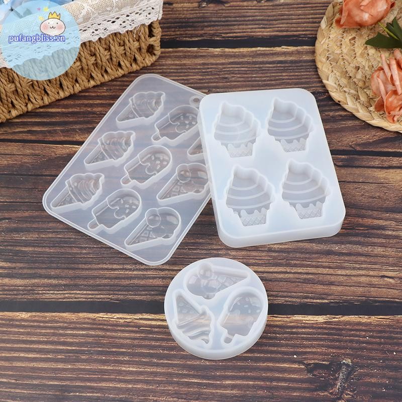 Pufangbliss DIY Kem Popsicle Khuôn Silicon Thực Phẩm Cabochon DIY Decoden Tiếp Liệu VN