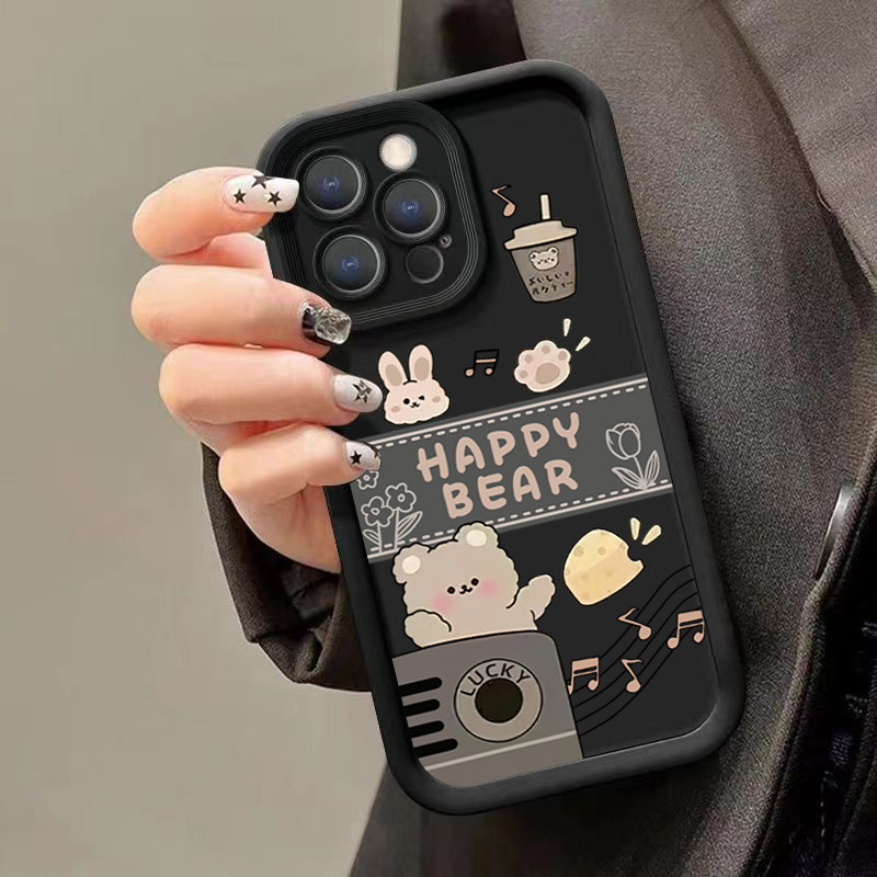 Ốp Lưng Cho Xiaomi Redmi Note 14 13 11 12 Pro Plus 5G 12S 11S 10s 10 Pro Redmi 14C Turbo 3 13 12 12C 4G 13C Hoạt Hình Dễ Thương Trà Sữa Gấu Mắt Thiên Thần Silicon Mềm Mờ Chống Sốc