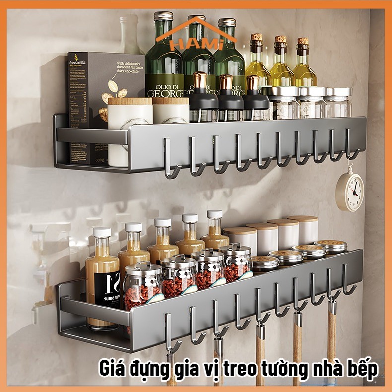 Giá đựng gia vị treo tường nhà bếp, giá đựng gia vị không đục lỗ ...