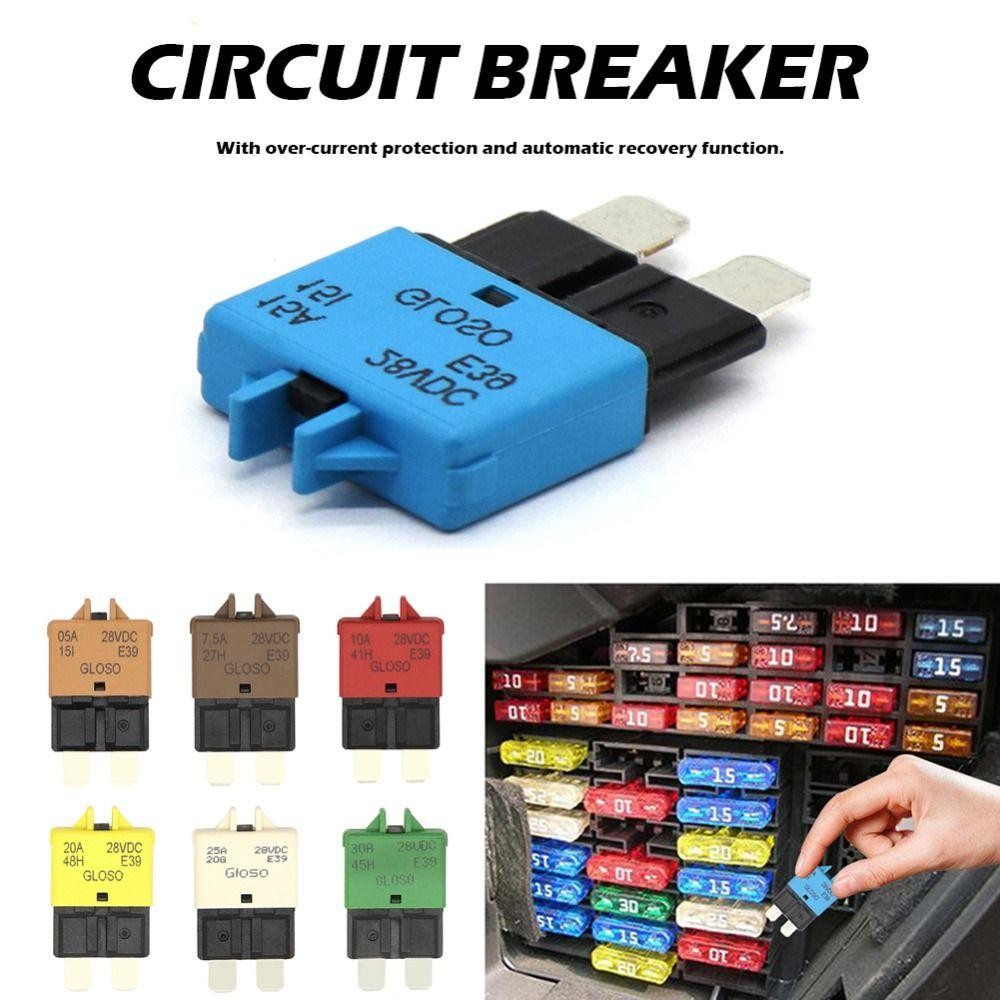 Cầu chì lưỡi FANIELLAPOWELL ATC, Bộ ngắt mạch đặt lại thủ công 5-30A, Phụ kiện ô tô Phục hồi tự động Bảo vệ quá dòng Bảo vệ ô tô Xe máy Xe tải Thuyền Marine