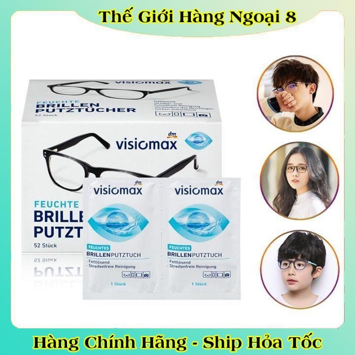 Giấy lau kính Visiomax hộp 52 tờ giúp làm sạch và bảo vệ kính của Đức