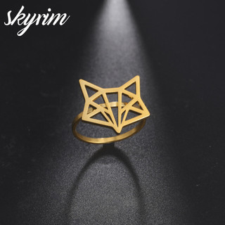 Skyrim Titan Thép Không Gỉ Nhẫn Cáo Thiết Kế Đầu Nhẫn Nam Nữ Trang Sức Thời Trang
