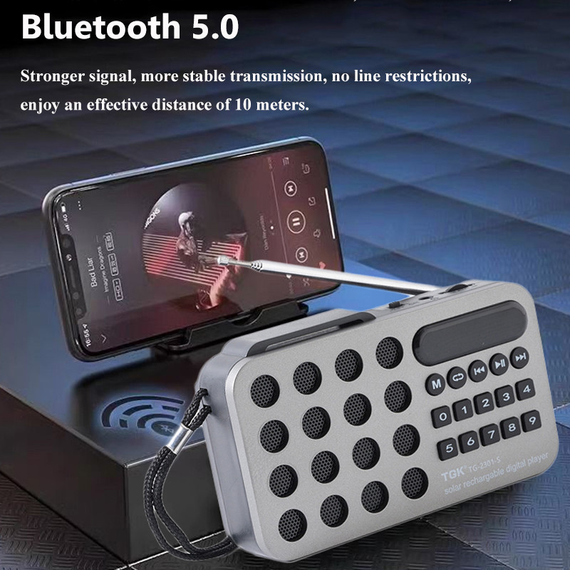 Mini Năng Lượng Mặt Trời Bluetooth Radio Đa Năng Sạc Loa Không Dây Di Động Hỗ Trợ Usb Tf Card Mp3 Máy Nghe Nhạc