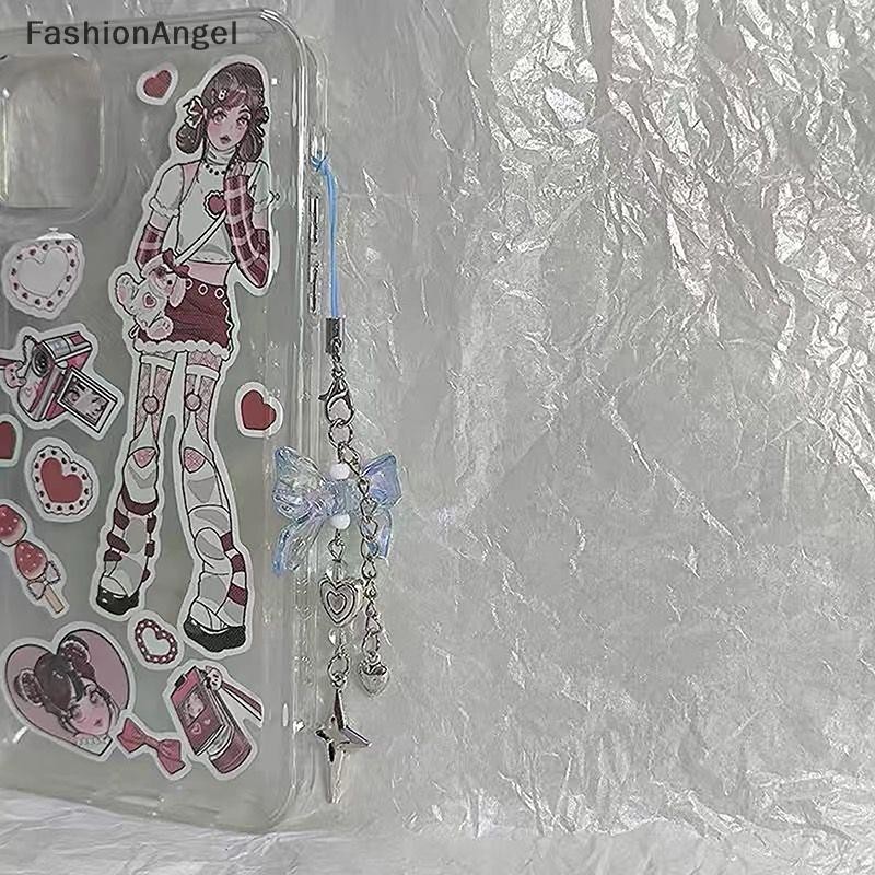 Fashionangel Sáng Tạo Handmade Xanh Nơ Trong Suốt Trái Tim Hạt Dây Quyến Rũ Dây Đeo Ngôi Sao Dễ Thương Nút Thắt Mặt Dây Chuyền Cô Gái Người Phụ Nữ Móc Khóa Dây Cho Điện Thoại VN