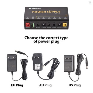 Moskyaudio Bộ nguồn bàn đạp đàn Guitar 6 kênh với bảo vệ ngắn mạch độc lập Bảng điều khiển bàn đạp LED Bộ nguồn cho bàn đạp hiệu ứng đàn Guitar Thiết bị di động khác
