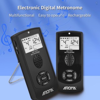 Metronome kỹ thuật số điện tử AROMA với màn hình LCD 2,2 inch Metronome điện tử đa năng với âm lượng Tempo Beat Điều khiển tốc độ Bật / Tắt giọng nói của con người Pin sạc tích hợp cho đàn Guitar