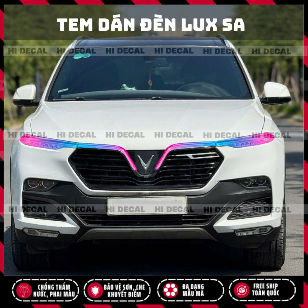 Tem dán đèn Lux SA, decal dán đổi đèn Vinfast Lux SA, tem trang trí đèn chống nước bền màu