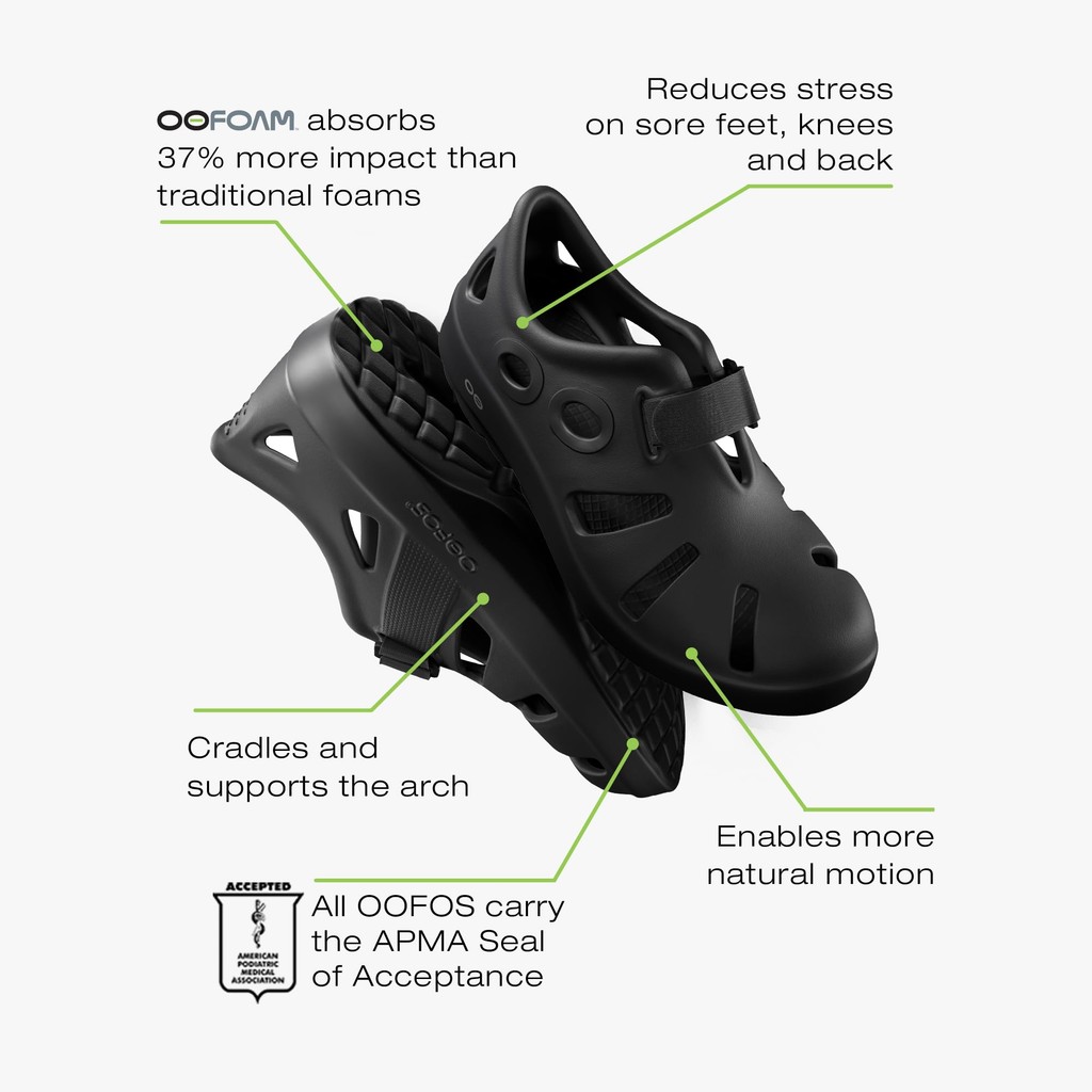 Giày dép sức khoẻ chính hãng OOFOS OOcandoo Travel Sandal Black Unisex - Đen