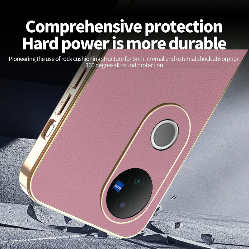 Ốp Lưng Cho Vivo V50 Da Màu Trơn Thanh Lịch Siêu Mỏng TPU Mạ Điện Edge Vỏ Điện Thoại Chống Sốc