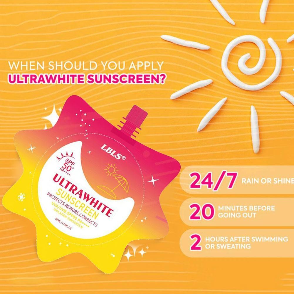 Kem Chống Nắng Ultrawhite 50ml Dành Cho Mọi Loại Da, Dành Cho Da Trắng I, Làm Sáng, Không Trắng Cast, Dễ Dàng A6d5