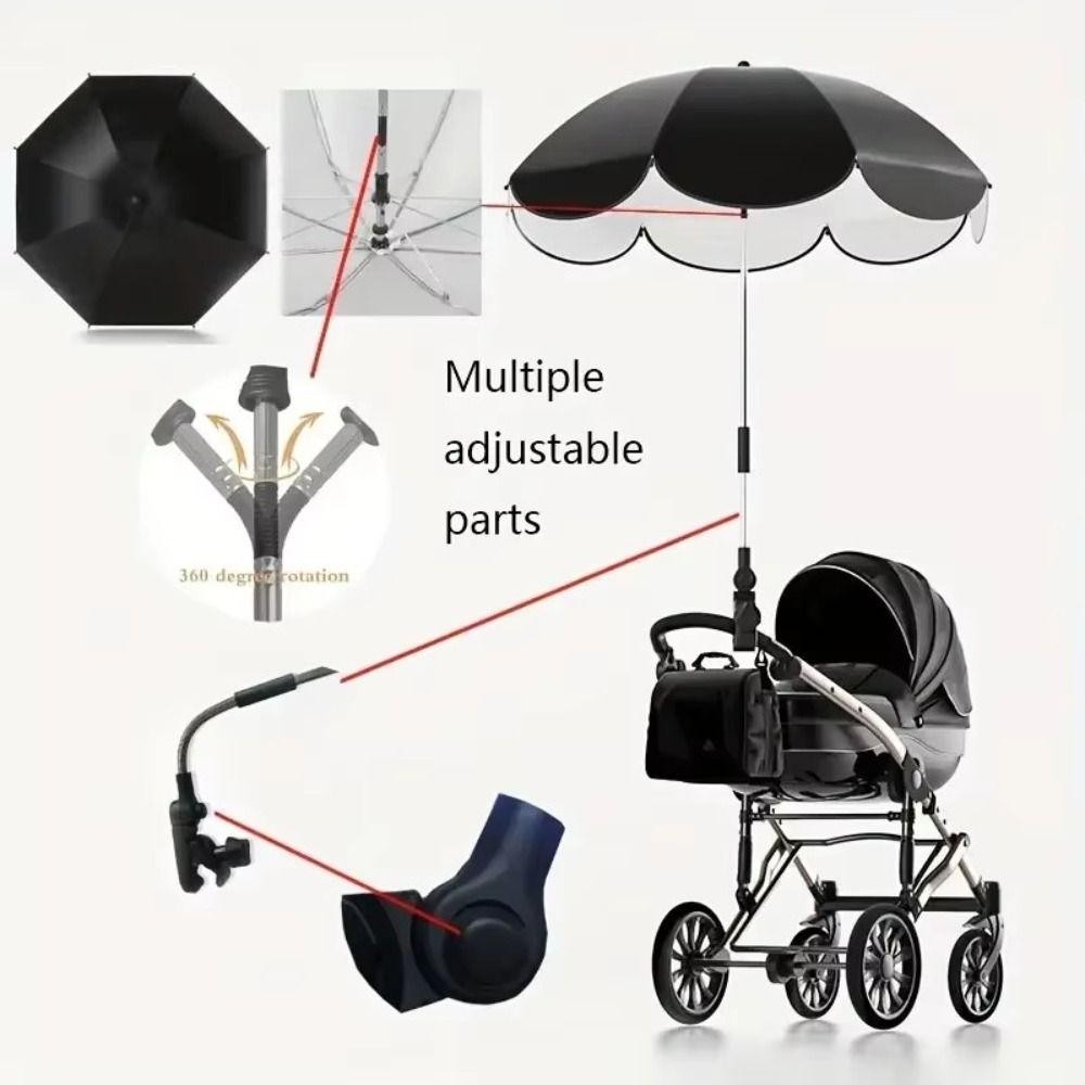 CHIPHIVE Baby Pram Dù, Chống Nắng UV Chống Mưa Có Thể Điều Chỉnh Xe Đẩy Cho Bé Gấp Ô, Đa Năng 360° Tấm che nắng ngoài trời Phụ kiện xe đẩy tán