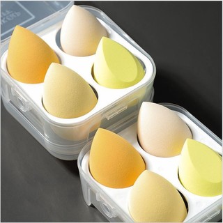 Hộp 4 bông mút trang điểm tông pastel xinh xắn mềm mịn dễ tán nền A5 #A184