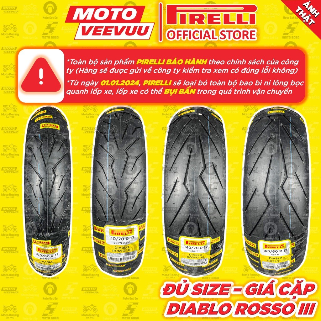 [MTVV] CẶP VỎ LỐP xe máy PIRELLI Diablo Rosso 3 60 70 80 100 110 140 ...