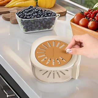 Hộp đựng thoát nước trái cây, bát rửa trái cây có bộ lọc, hộp đựng thoát nước trái cây có tay cầm, đơn giản hóa việc giặt và bảo quản, Thích hợp để giặt trái cây và quả mọng (nâu-2)