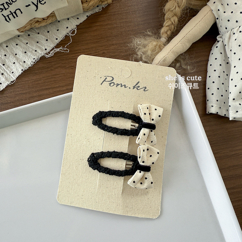 Kẹp tóc nơ chấm bi cho bé gái Phụ kiện tóc dễ thương