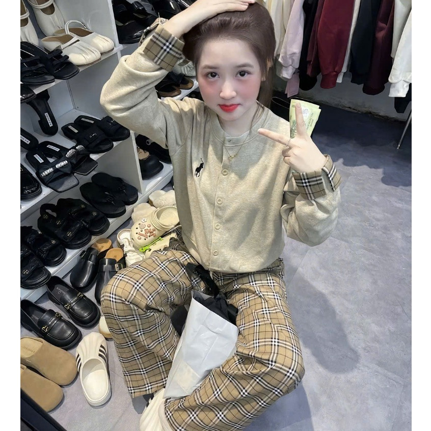 Set Quần Suông BR KCloset Mix Áo Khoác Len Tăm Thêu Ngựa Cổ Tay BR TTshop Thời Trang Nữ Cao Cấp
