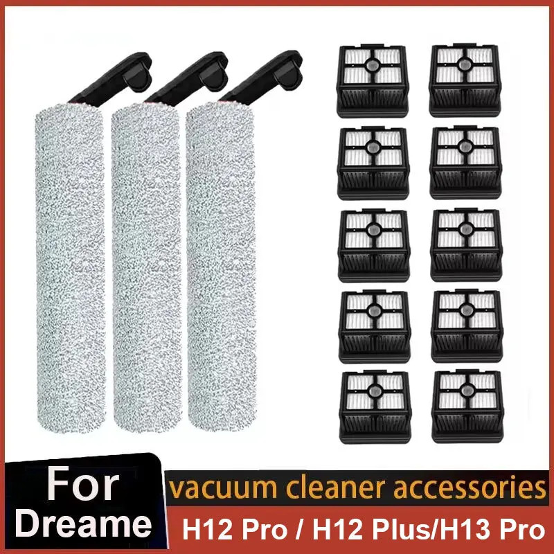 Bàn chải Filer cho Dreame H12 pro / H12 plus / H13 pro plus Mix / M13 BETA Phần bàn chải mềm Con lăn khô ướt Phụ kiện lọc Hepa