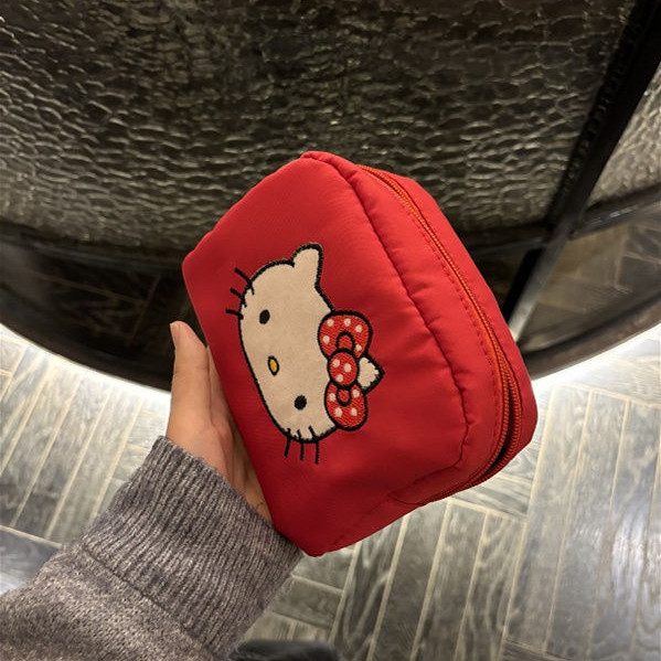 Túi đựng mỹ phẩm Red Kitty - Túi du lịch nhỏ để trang điểm, bút & đồ cần thiết, dễ thương & bền bỉ