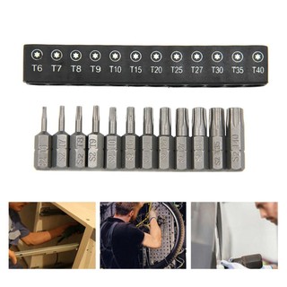 [Fuxin] 12 chiếc cho Bộ tuốc nơ vít Torx T6-T40 25mm 1 / 4 Inch Chuôi lục giác để chế biến gỗ