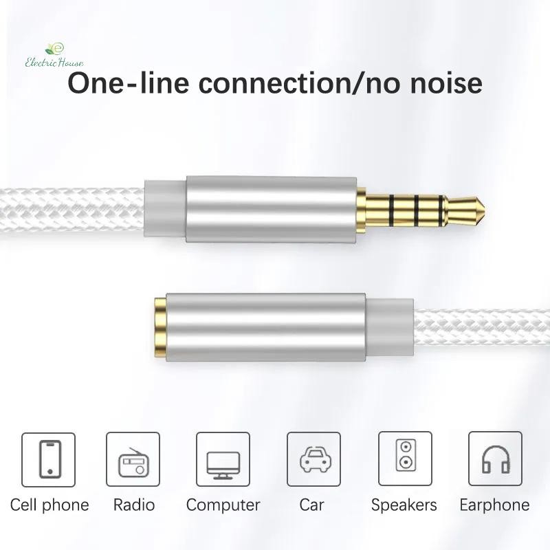 [Nhà Điện] Cáp Nối Dài Tai Nghe Nylon Hợp Kim Nhôm Cấp Cáp Âm Thanh Loa 3.5 Mm Cáp Nối Dài Kết Nối Nam Đến Nữ mới