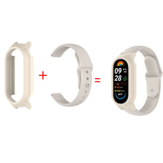 Dây đeo silicon có vỏ cho Xiaomi Mi Band 10 9 8 Dây đeo đồng hồ cho Miband 10 / 9 / 8 Phiên bản gốm Thời trang Dây đeo cổ tay màu trơn