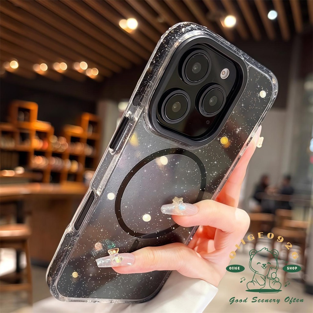Ốp điện thoại từ tính lấp lánh trong suốt iphone16 Pro Max 15 14 13 12 vỏ cho vỏ iPhone Vỏ mềm silicon TPU chống sốc