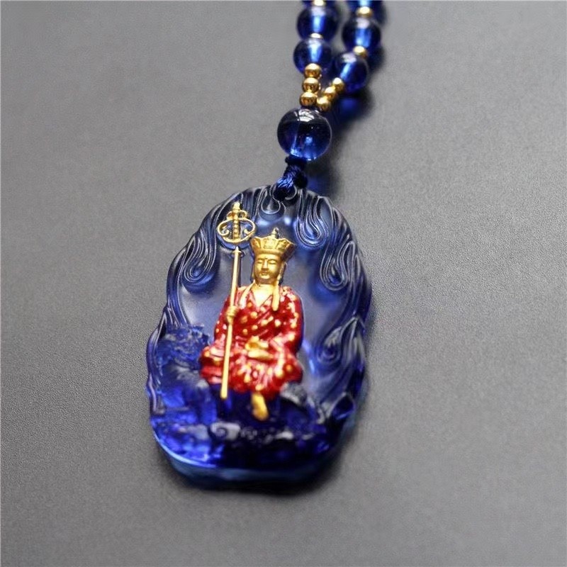 [Phong Cách Bán Chạy] Jiuhua Mountain Ksitigarbha Bodhisattva Mặt Dây Chuyền Nghe Thủy Tinh Sơn Bùa Tiền May Mắn Phong Cách Dân Tộc Người Bảo Vệ Thần