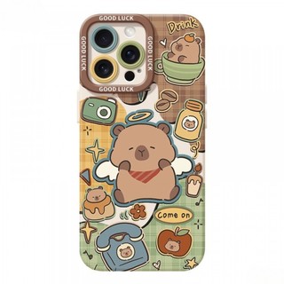 Ốp điện thoại sơn thời trang Capybara Retro cho iPhone16 / 15 / 14 / 13 / MINI / 12 / 11 / Pro MAX / X / XS / XR / 7 / 8 / 6 Vỏ bảo vệ toàn diện bằng silicon lỏng chống sốc và chống rơi