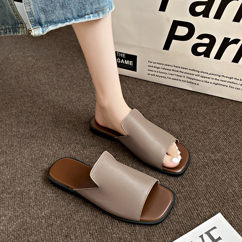 Atikota Nữ Sandal Đế Bằng Thời Trang Nữ Phong Cách Đơn Giản Mở Ngón Chân Nhẹ Chống Mài Mòn Dép Đi Biển Ngoài Trời