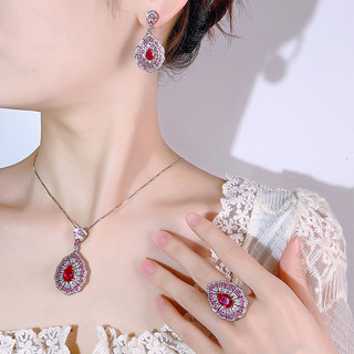 Châu Âu Mỹ ins Phong Cách Mới Phóng Đại Kim Cương Ruby Phù Hợp Với Nữ