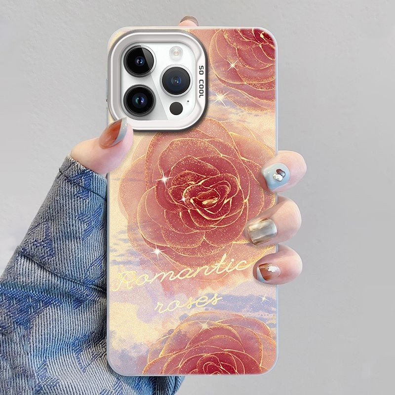 Ốp Lưng Cứng Tương Thích Với IPhone 7 8 Plus SE2 SE3 X Xs XR XsMax 11 12 13 14 15 16 Pro Max 12mini 13mini 14Plus 15Plus 16Plus Vỏ Hoa Hồng Ba Màu Xanh