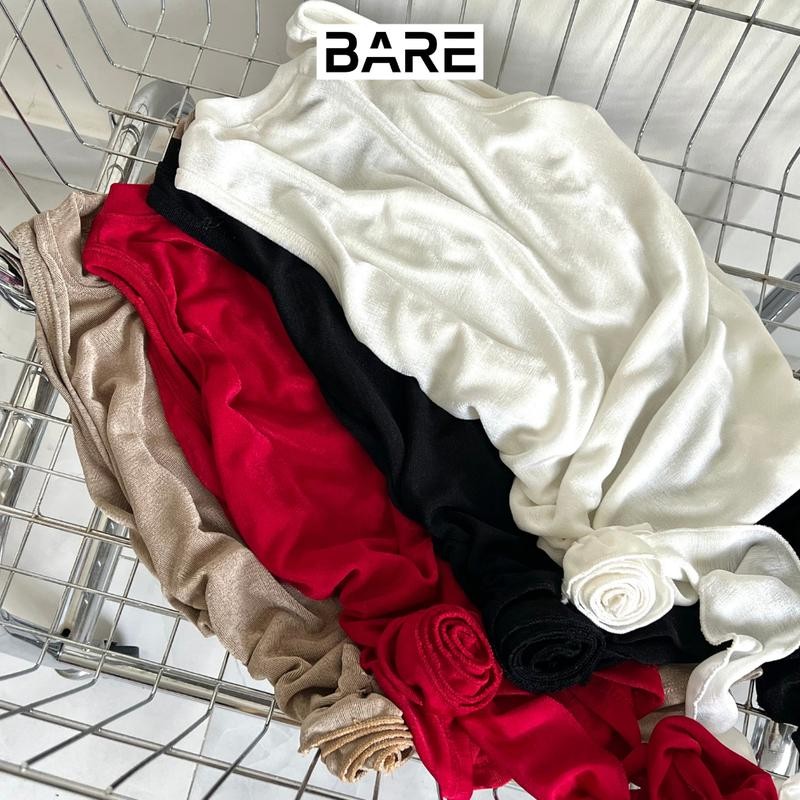 BARE.Y2K_Áo Thun Sát Nách Đính Hoa Có Lớp Lót Chất Dệt Nhũ_A275 Nữ Women Top Thun Voi Cotton Jean Cổ Tròn Ong Voan