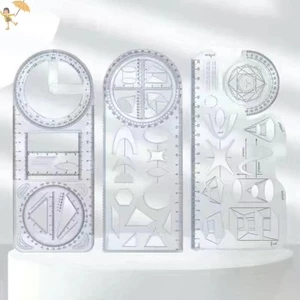 1 CÁI 360 đa chức năng ° Thước vẽ hình học có thể di chuyển cho học sinh tiểu học Toán học Di động trong suốt 3D Flat VN