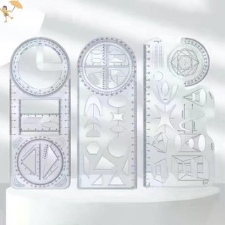 [Gou] 1 CÁI 360 đa chức năng ° Thước vẽ hình học có thể di chuyển cho học sinh tiểu học Toán học Di động trong suốt 3D Flat VN