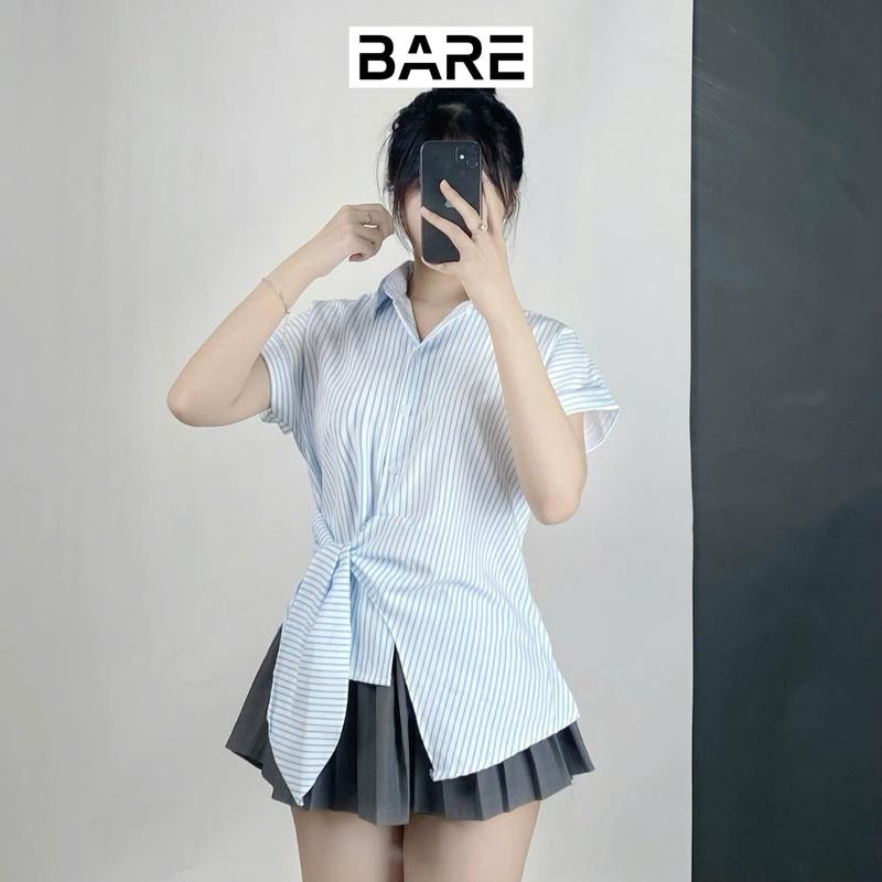 Áo Sơ Mi Ngắn Tay Buộc Tà Chéo Phong Cách Thanh Lịch Trẻ Trung Sành Điệu_A383