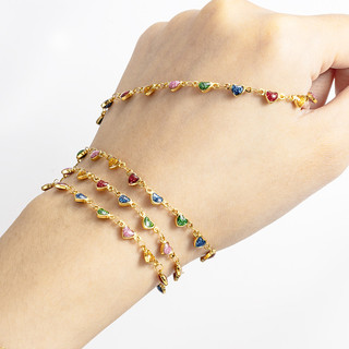Dây chuyền tình yêu đầy màu sắc bằng thép không gỉ Dây chuyền vàng 18K Trang sức chuỗi hình trái tim tự làm