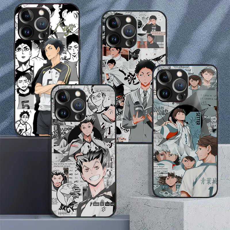 Ốp Điện Thoại Di Động Kính Cường Lực Haikyuu 04 Cho iPhone 16 15 14 13 12 11 Pro XS Max Plus Mini X XR 8 7 6s SE2 / 3