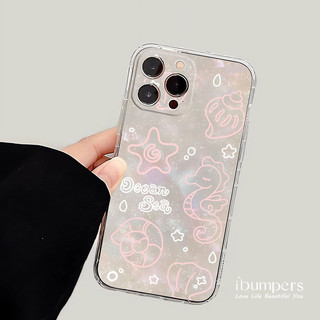 ibumpers Ốp Điện Thoại iPhone Dreamy Fresh Ocean Pattern Cho IPhone 16 15 14 12 13 11 Pro Max IP 7 8 Plus X XS XR Mỏng Ốp Lưng Trong Suốt TPU Silicon Mềm Chống Sốc