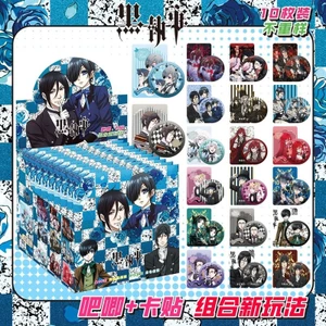 Black Butler Anime Blind Box – Huy hiệu Pin kim loại 75mm + Nhãn dán thẻ