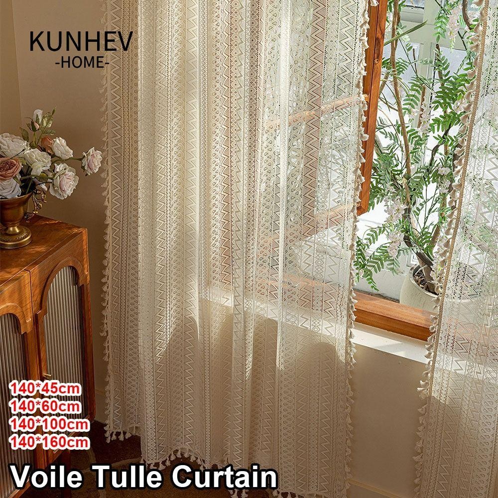 Kunhev 1 Cái Rèm Sheer Màu Be, Rèm Voan Voan Phong Cách Boho 140x160cm ...