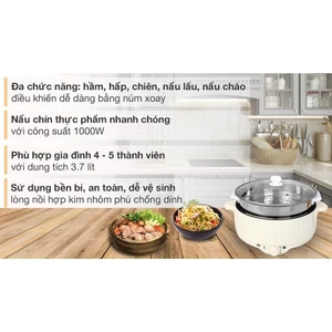 Nồi Lẩu Mini Đa Năng Tích Hợp nấu Lẩu, hấp, chiên, rán, xào, luộc, hầm, om bảo hành 6 tháng lỗi 1 đổi 1