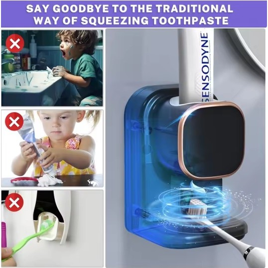 Máy ép kem đánh răng tự động Máy ép kem đánh răng điện treo tường cho trẻ em và người lớn cho phòng tắm