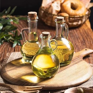 Bình nước tương thủy tinh trong suốt có tay cầm cấp thực phẩm, bộ bình dầu và giấm nhà sáng tạo tối giản