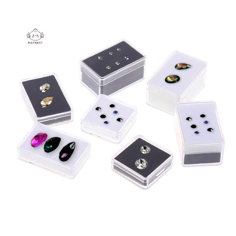 Maybest 1 Hộp Bảo Quản Trần Hộp Đựng Nhựa Hiển Thị Đá Quý Màu Có Đệm Bên Trong Đôi Hộp Đá Trần {VN}