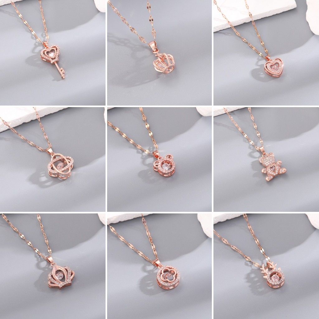 [Vòng cổ thép titan] Vòng cổ thông minh Hàn Quốc Nhật Bản Mặt dây chuyền hình trái tim Chuỗi xương đòn không phai màu Cánh thiên thần nữ Ánh sáng sang trọng Micro-Ind R